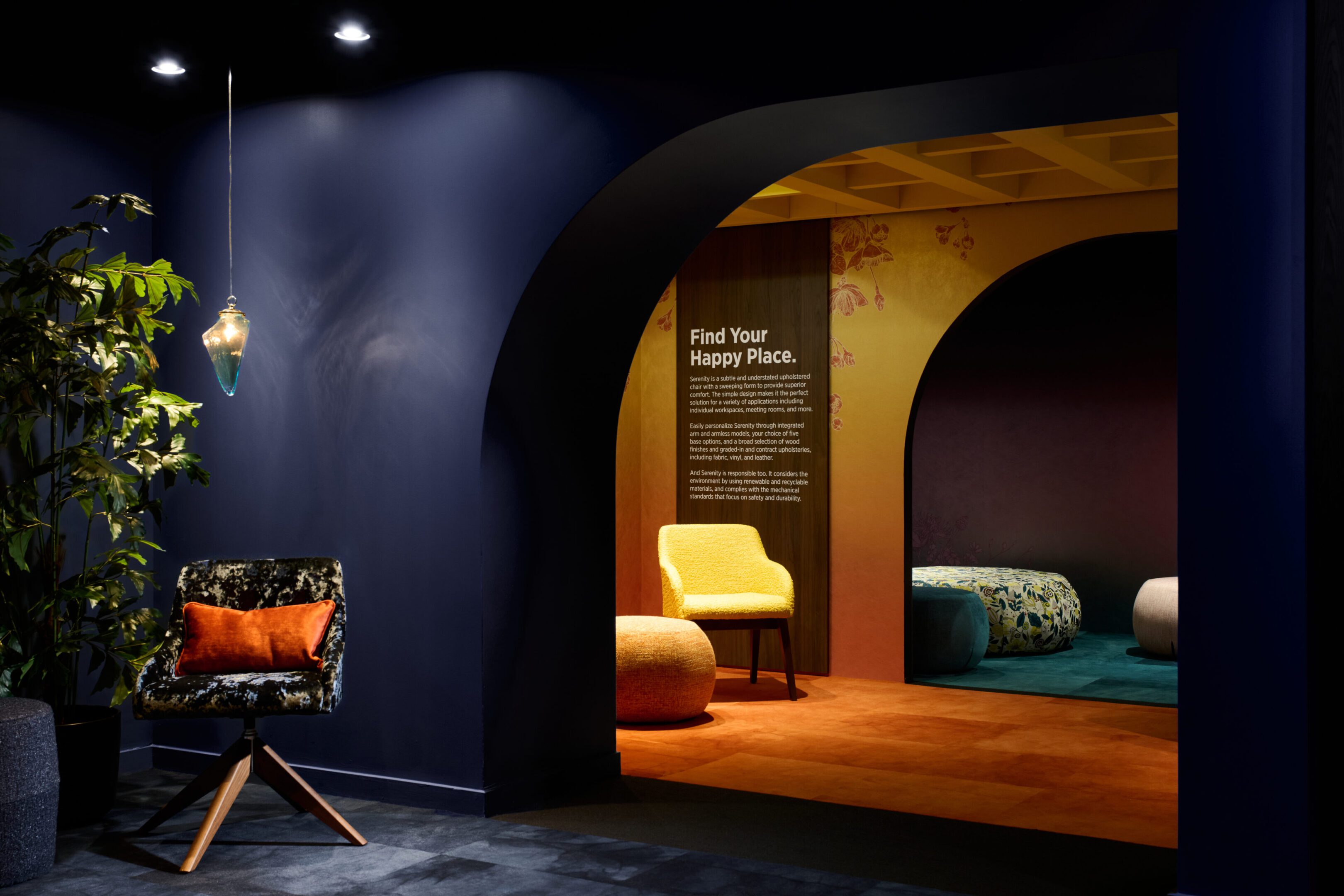 A room with two chairs and a wall