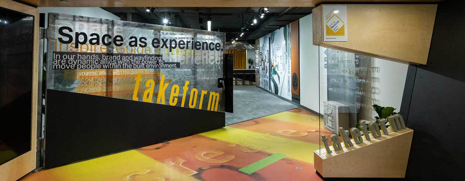 A room with a sign that says " wakeform ".