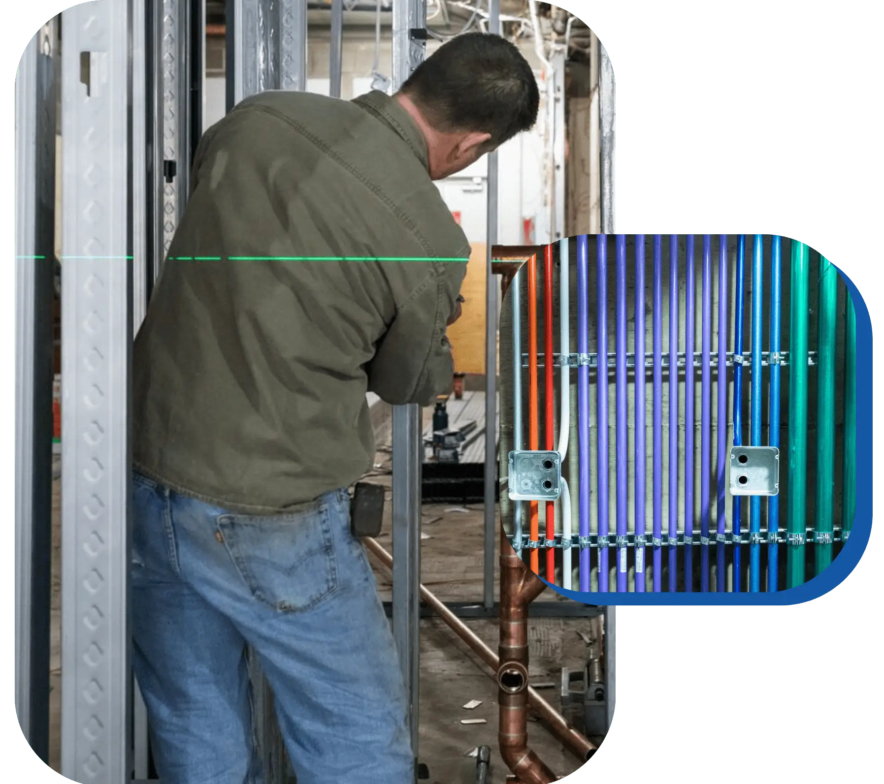 A man working on pipes in an industrial setting.